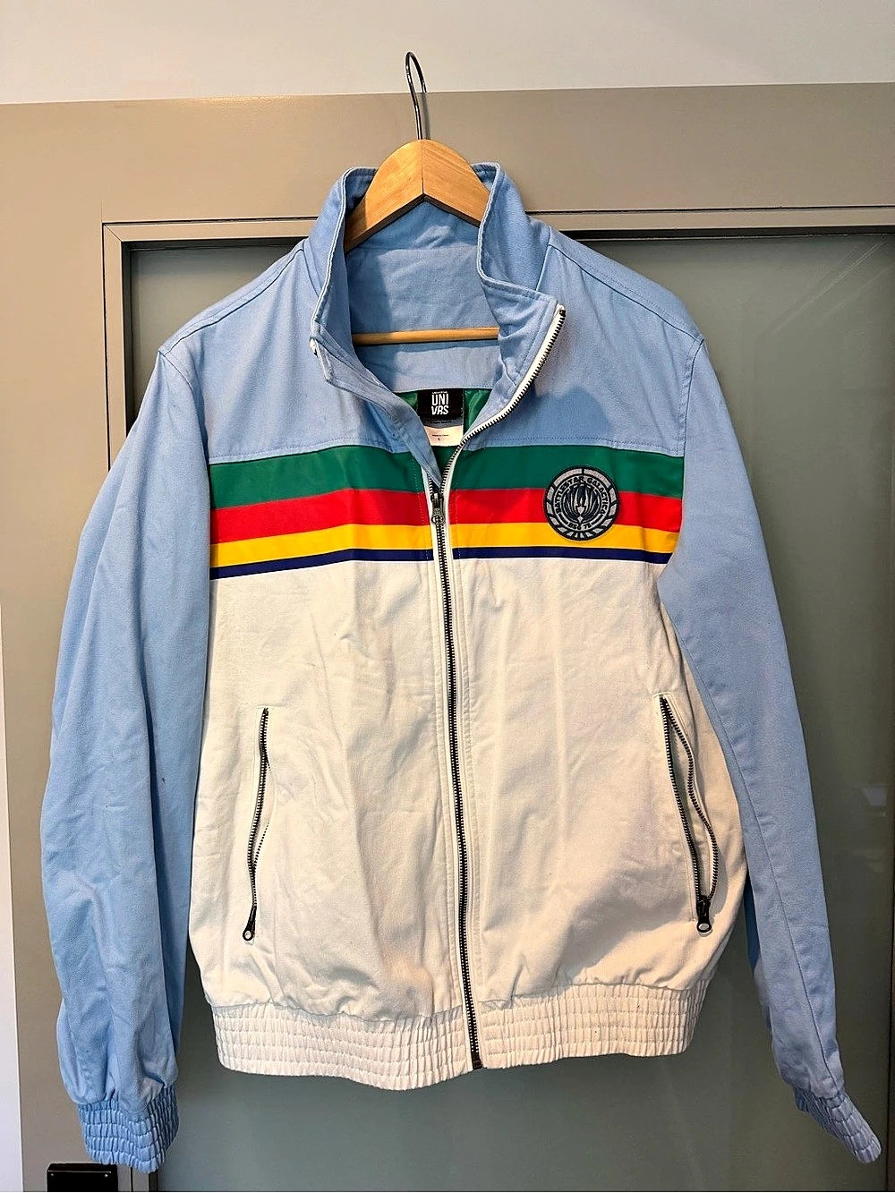 Universal “Battlestar Galactica” Color Block Jacket Blue & White Large Like New